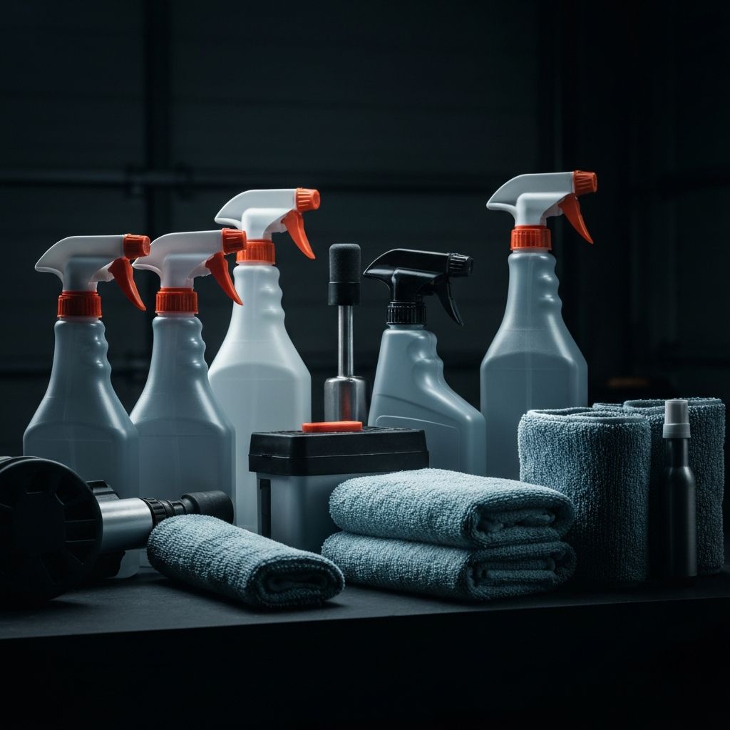 Car detailing equipment background